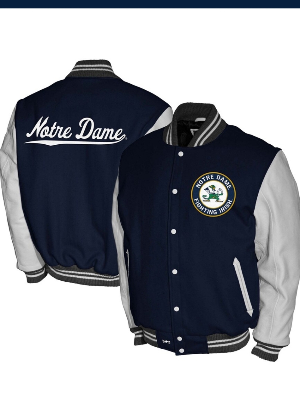Notre Dame Men's Navy & White Varsity Jacket